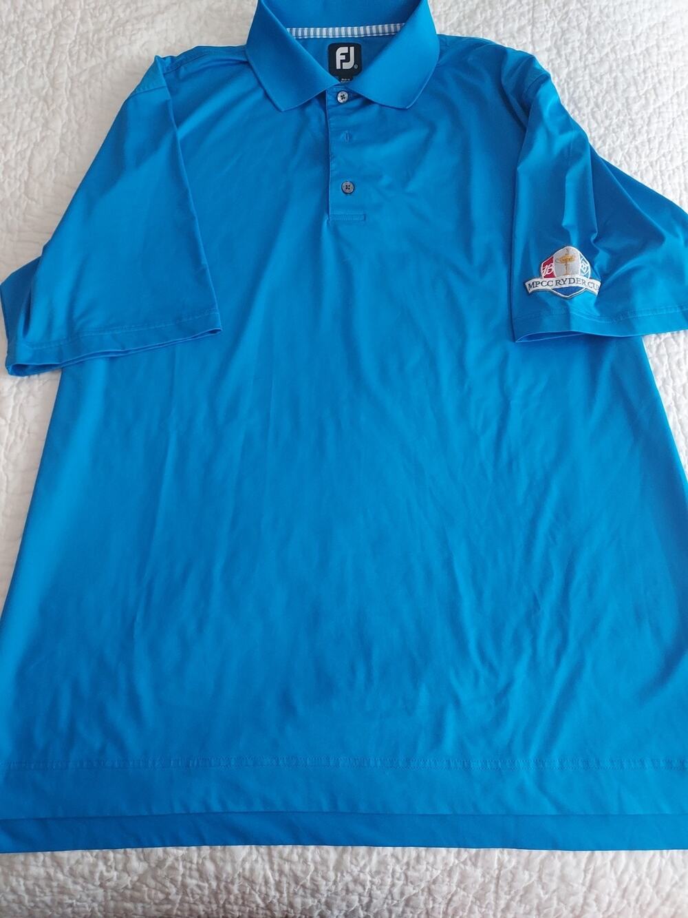 FootJoy size XL Royal Blue Shirt w/ MPCC Ryder Cup logo sleeve Mt Pleasant EUC